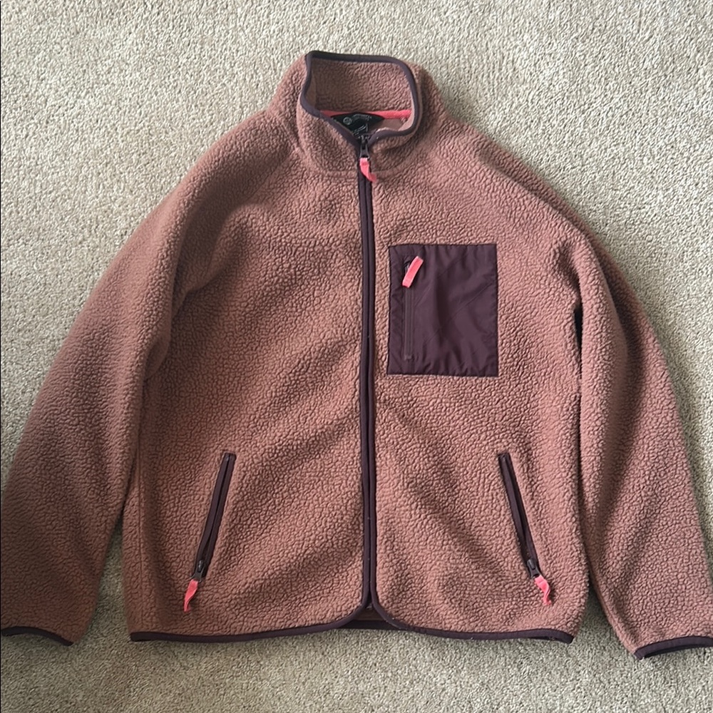 Mondetta outdoor project Brown Fleece Jacket with Pink Accents